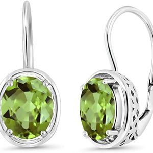 Gem Stone King 925 Sterling Silver Green Peridot Women's Dangle Earrings